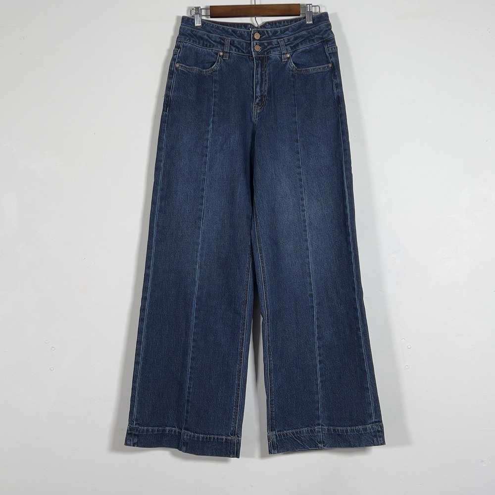 Scotch & Soda Free Spirit Wide Leg High Rise Jeans Womens Sz 8/29 Blue No Belt - Picture 2 of 14